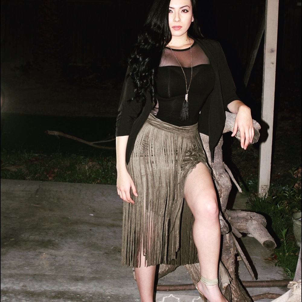COPY - Fringe Skirt Suede Type